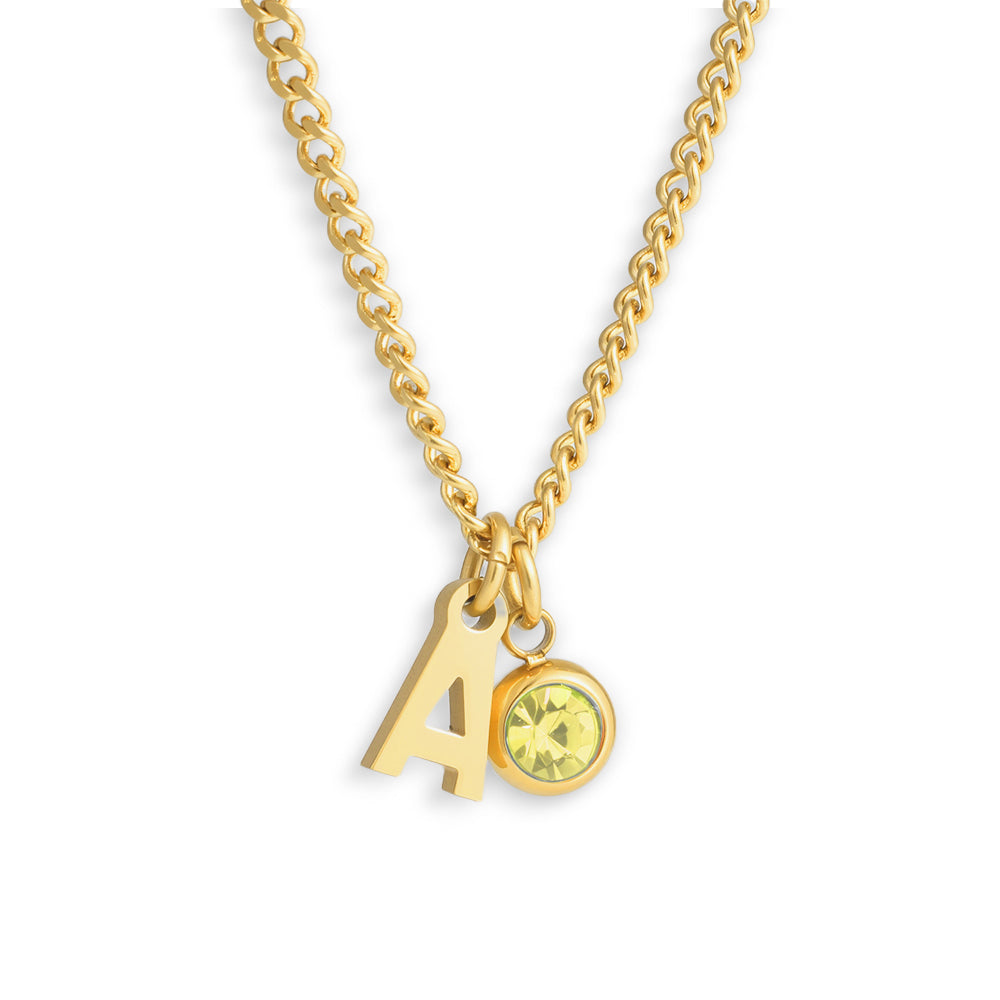 Custom/Personalized Initial Pendant Necklace w/ Birthstone